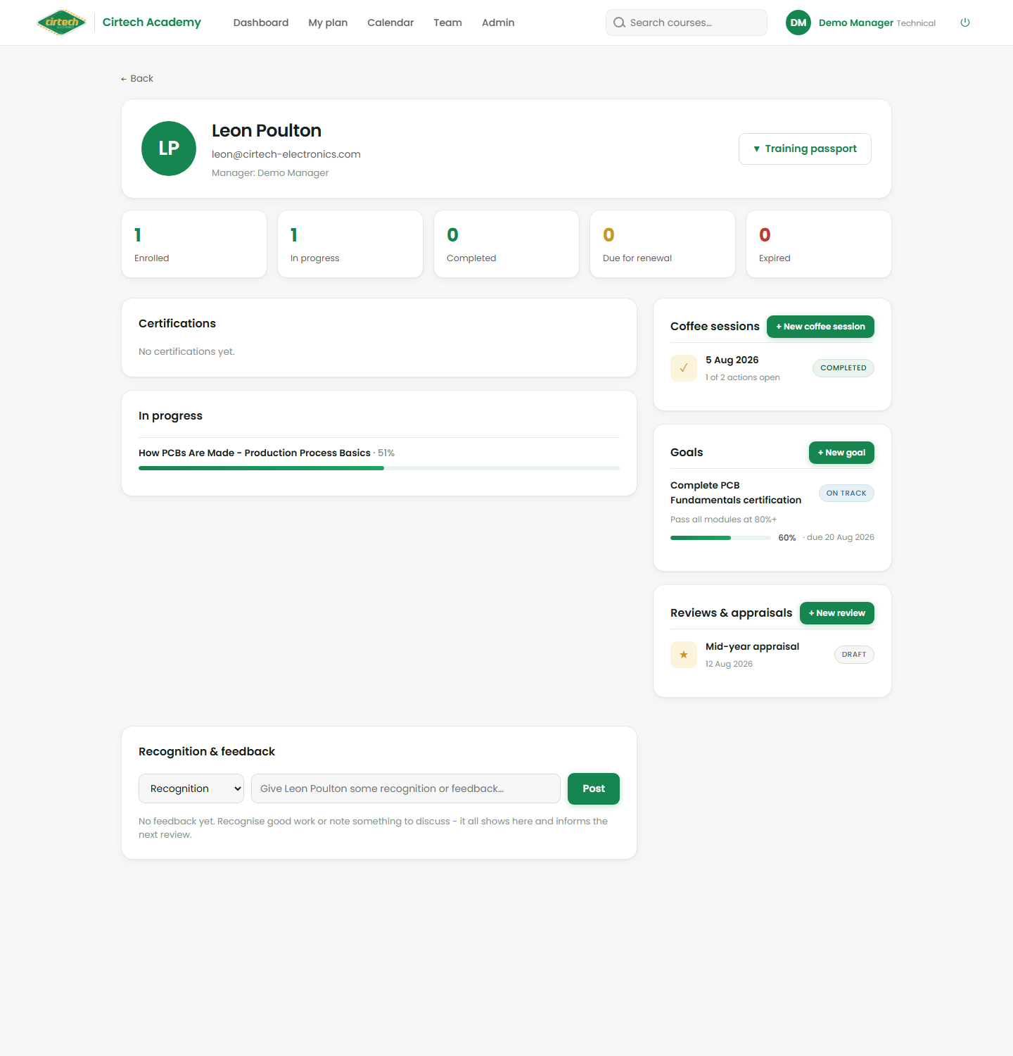 Recognition and feedback appears on the person's Staff 360.